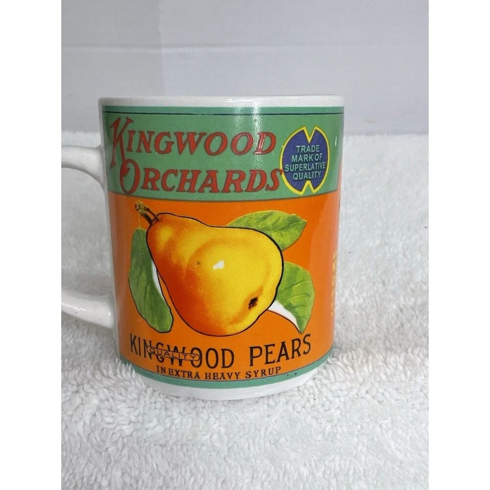 Kingwood Orchards label Pears Extra Heavy Syrup Mug & Plate Kane Home VTG